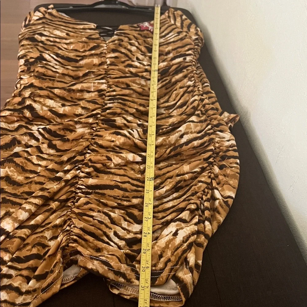 Tiger Print Long Sleeve Dress w/red sequins star/WHT horse design by Julie Lee